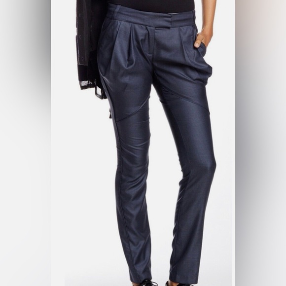 L.A.M.B. by Gwen Stefani Charcoal/Steel Wool Silk Dress Pants w/ Pleats - Picture 2 of 2